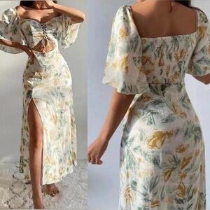 ZARA FLORAL CUT OUT DRESS - LARGE